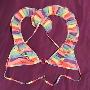 Lazy Oaf Frilly Rainbow Bikini Top